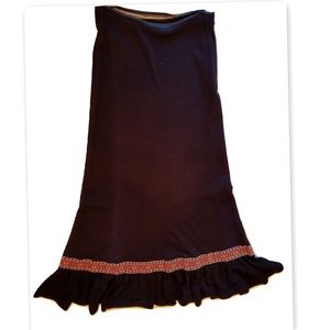 1970s Ruffle Hem Vintage Maxi Skirt